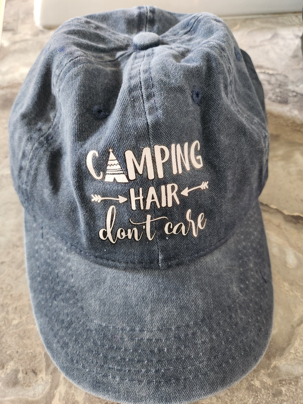 Camping Hair Don't Care Denim Baseball Cap - Blue